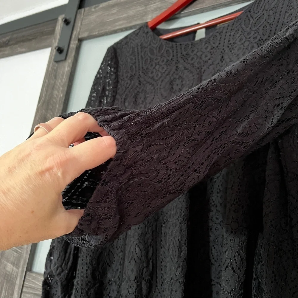 Witchy Whimsigoth Worthington Black Lace Blouse Women's XL Vamp - Picture 3 of 8